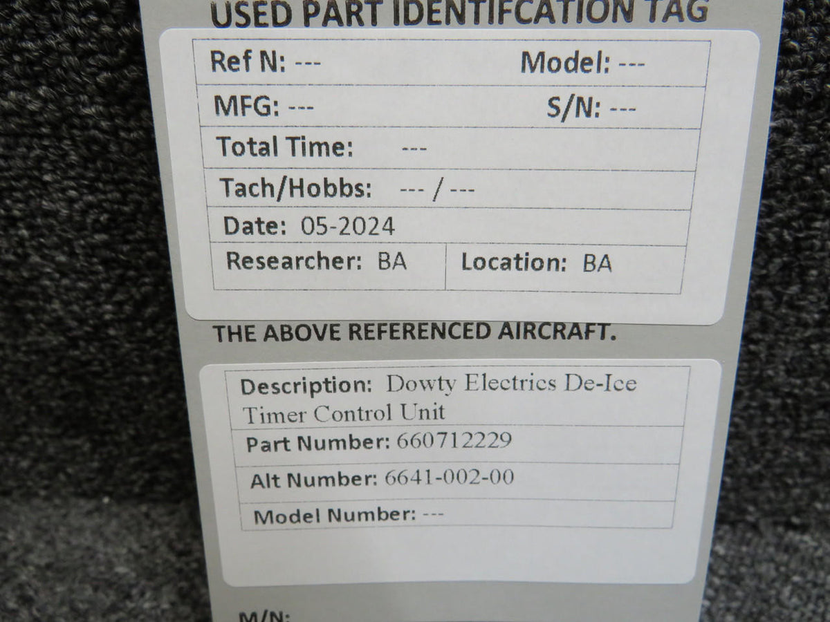 Dowty 660712229 (Alt: 6641-002-00) Dowty Electrics De-Ice Timer Control Unit