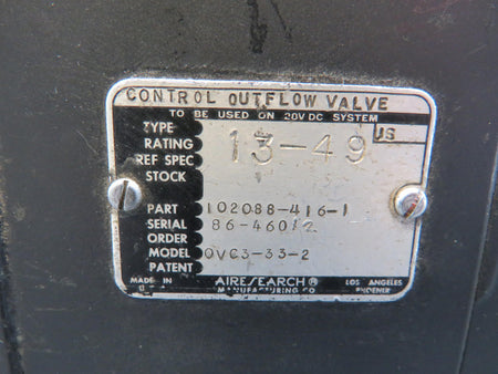 Airesearch 102088-416-1 Airesearch 0VC3-33-2 Outflow Valve Control with Mods (Worn Face)