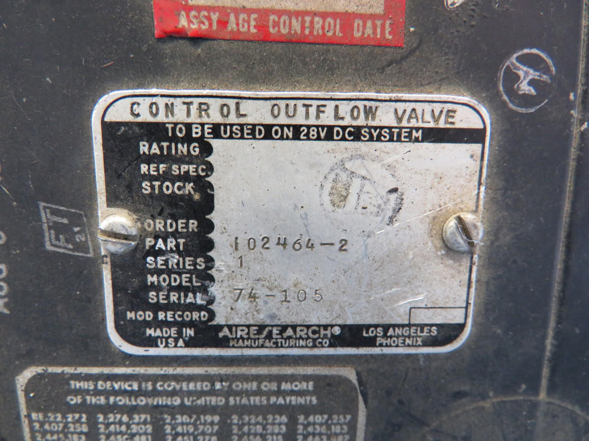 Airesearch 102464-2 Airesearch Series 1 Outflow Valve Control (Worn Face)