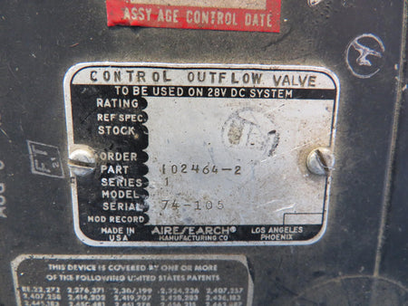 Airesearch 102464-2 Airesearch Series 1 Outflow Valve Control (Worn Face)