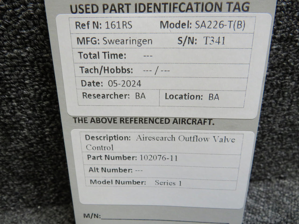 Airesearch 102076-11 Airesearch Series 1 Outflow Valve Control