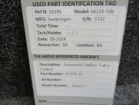 Airesearch 102076-11 Airesearch Series 1 Outflow Valve Control