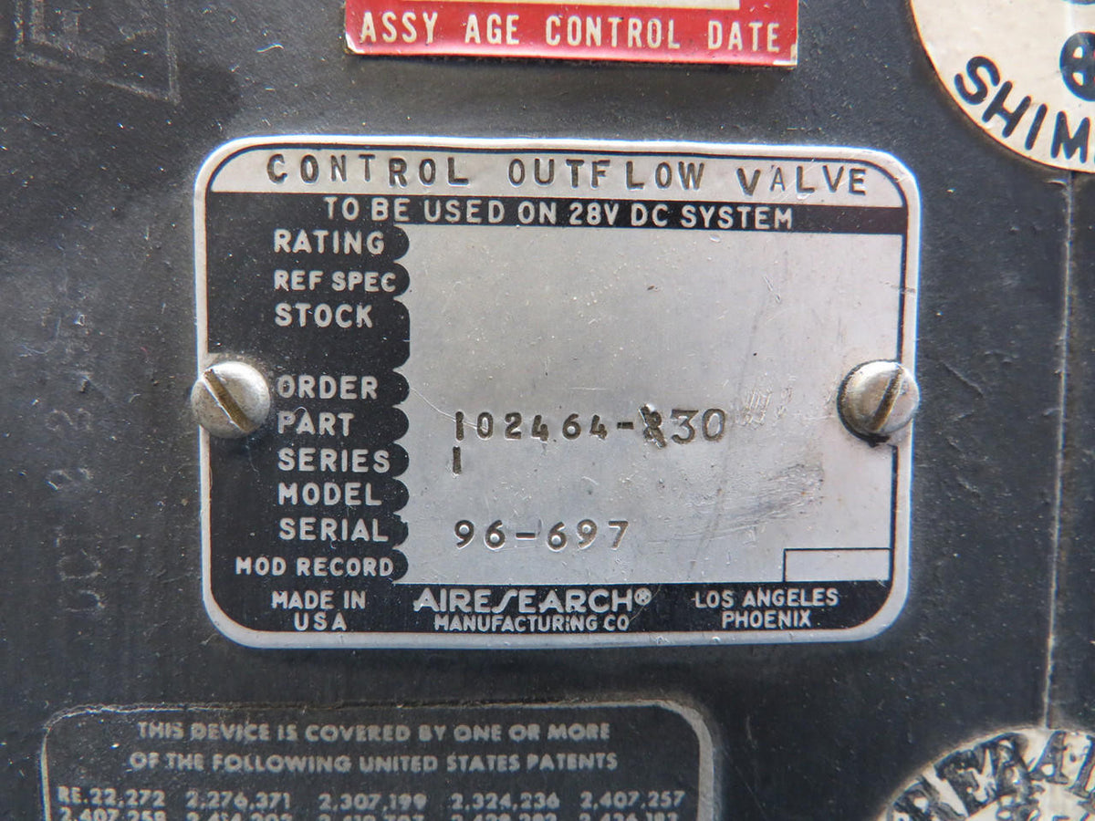 Airesearch 102464-30 Airesearch Series 1 Outflow Valve Control (Grey Knob)
