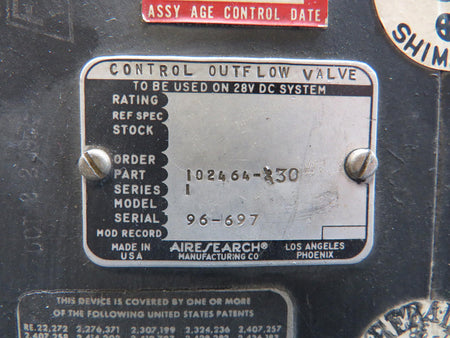 Airesearch 102464-30 Airesearch Series 1 Outflow Valve Control (Grey Knob)