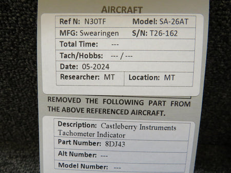 Castleberry 8DJ43 Castleberry Instruments Tachometer Indicator