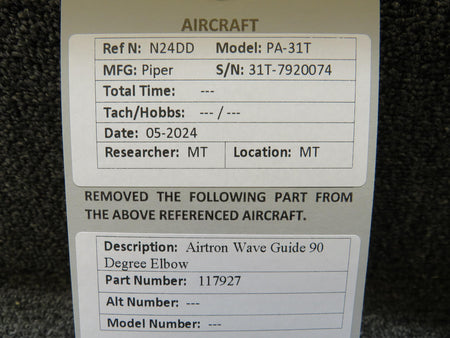 Airtron 117927 Airtron Wave Guide 90 Degree Elbow