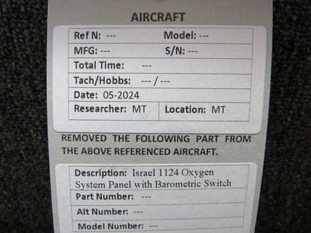 Israel 1124 Oxygen System Panel (Black) with Barometric Switch