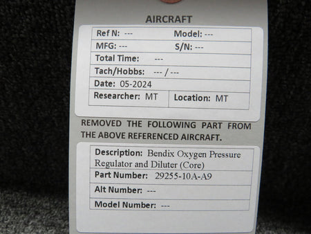 Bendix 29255-10A-A9 Bendix Oxygen Pressure Regulator (Core)