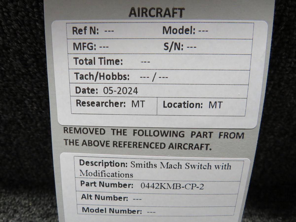 Smiths 0442KMB-CP-2 Smiths Mach Switch with Modifications