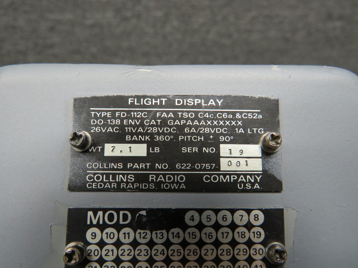 Collins 622-0757-001 Collins FD-112C Flight Display with Modifications (Volts: 28)
