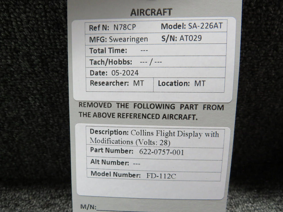 Collins 622-0757-001 Collins FD-112C Flight Display with Modifications (Volts: 28)