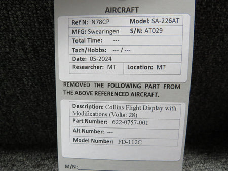 Collins 622-0757-001 Collins FD-112C Flight Display with Modifications (Volts: 28)