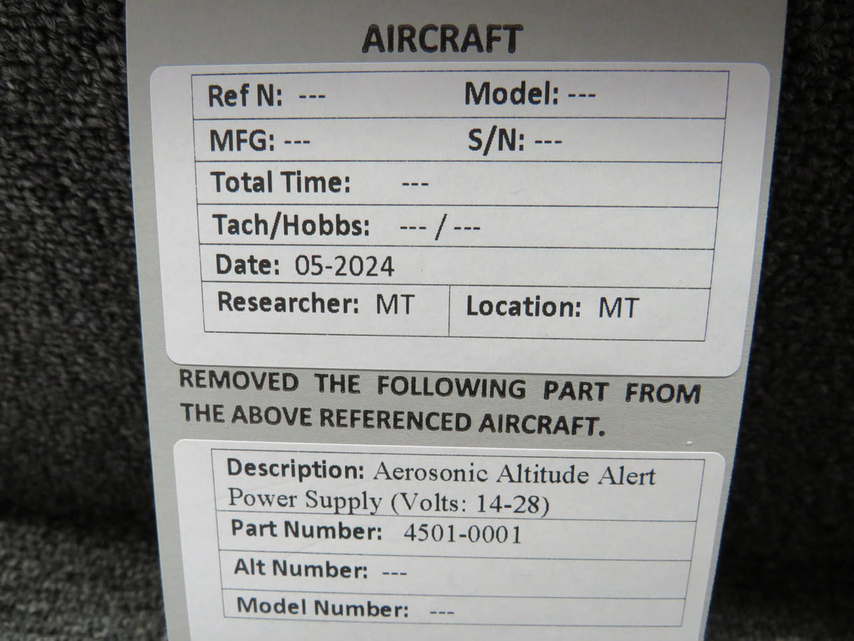 Aerosonic 4501-0001 Aerosonic Altitude Alert Power Supply (Volts: 14-28)