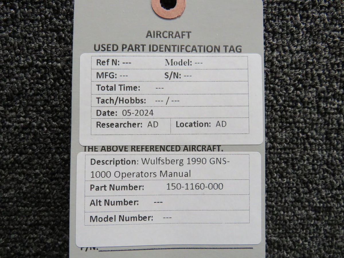 wulfsberg 150-1160-000 Wulfsberg 1990 GNS-1000 Operators Manual