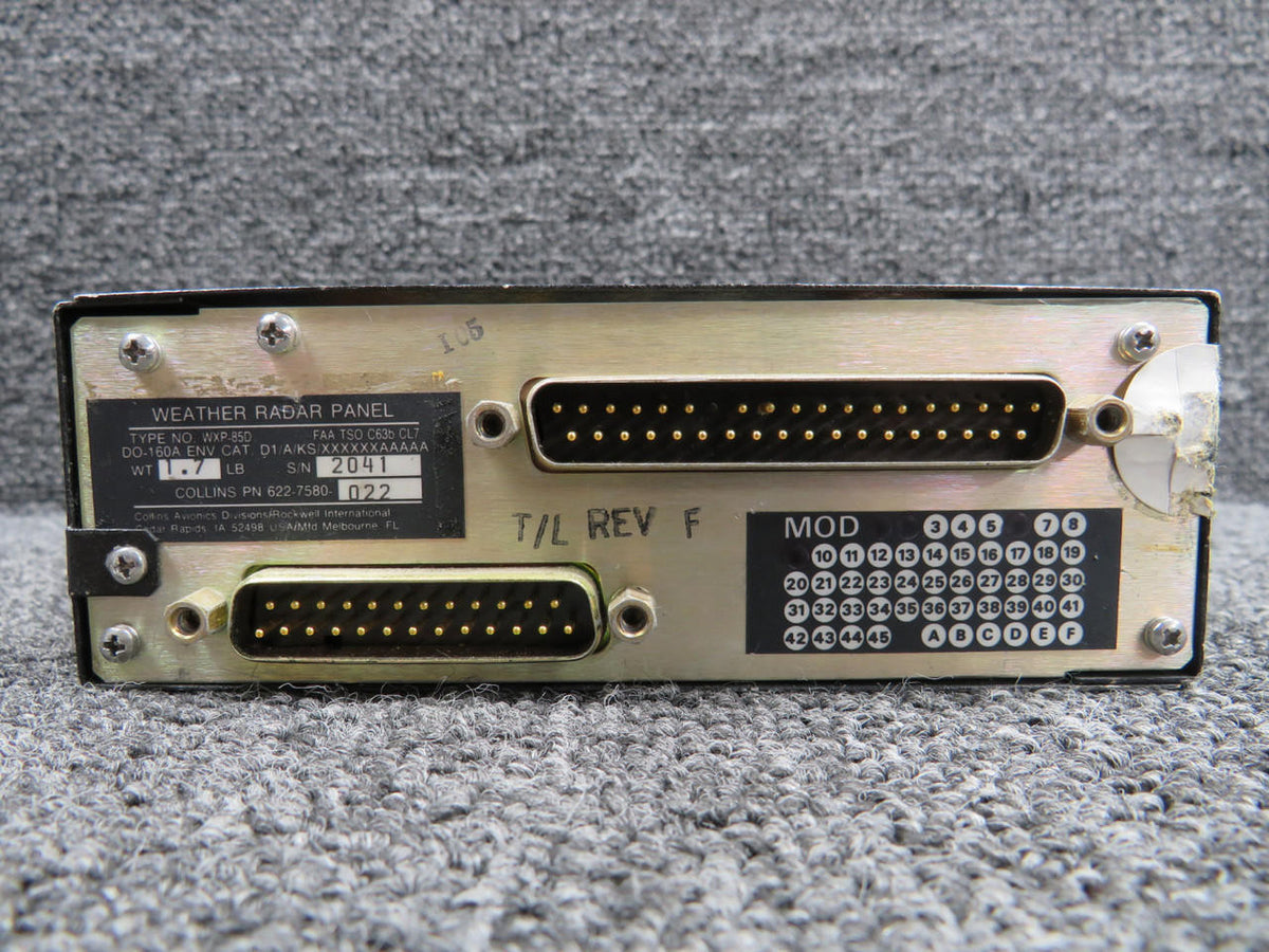 Collins 622-7580-022 Collins WXP-85D Weather Radar Panel with Modifications