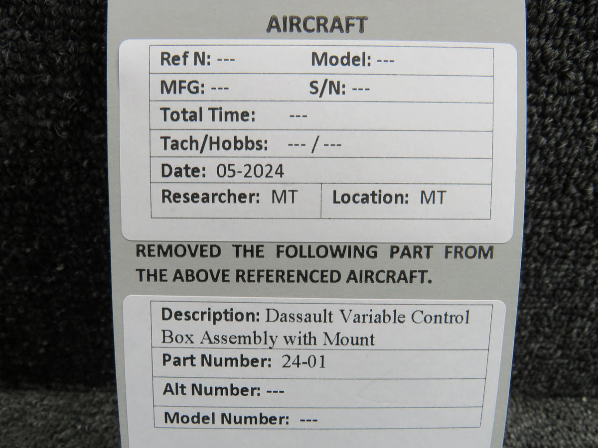Dassault 24-01 Dassault Variable Control Box Assembly with Mount