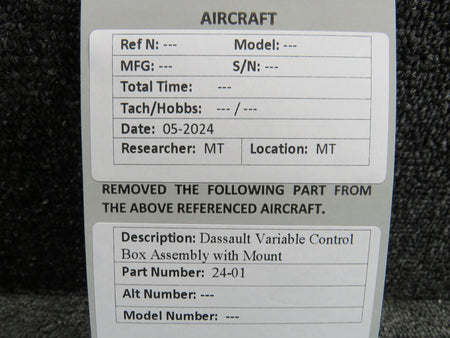 Dassault 24-01 Dassault Variable Control Box Assembly with Mount