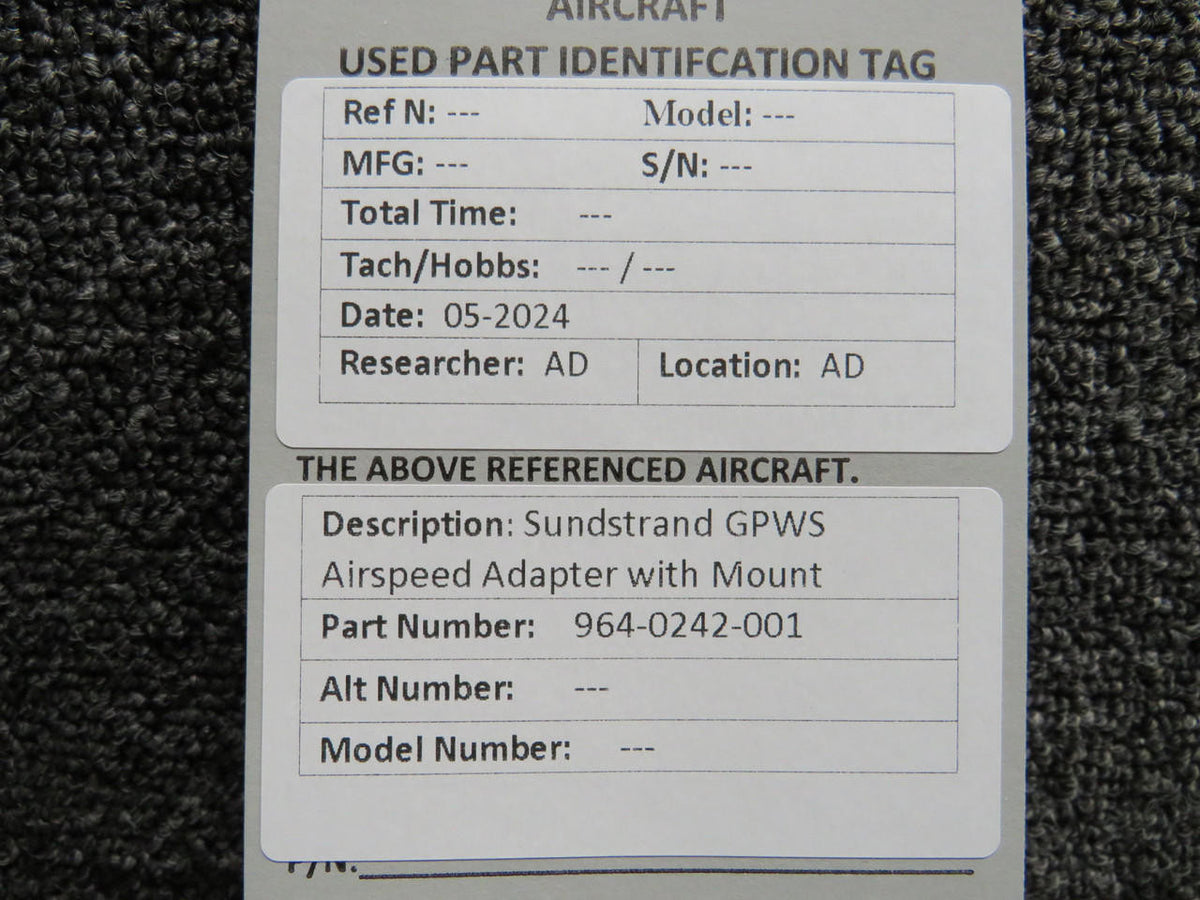 Sunstrand 964-0242-001 Sundstrand GPWS Airspeed Adapter with Mount