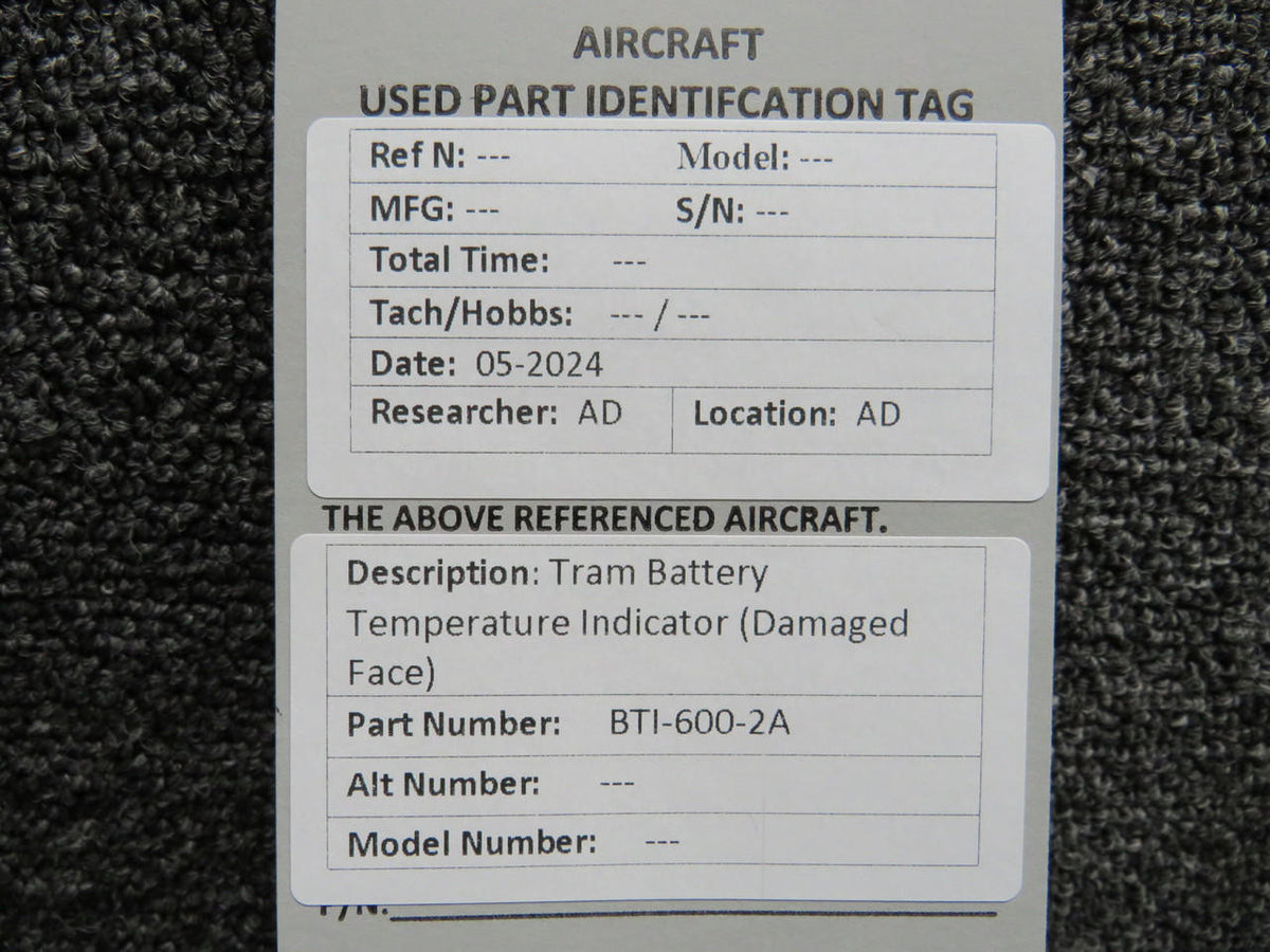 Tramm Corp BTI-600-2A Tram Battery Temperature Indicator (Damaged Face)