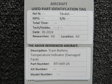 Tramm Corp BTI-600-2A Tram Battery Temperature Indicator (Damaged Face)