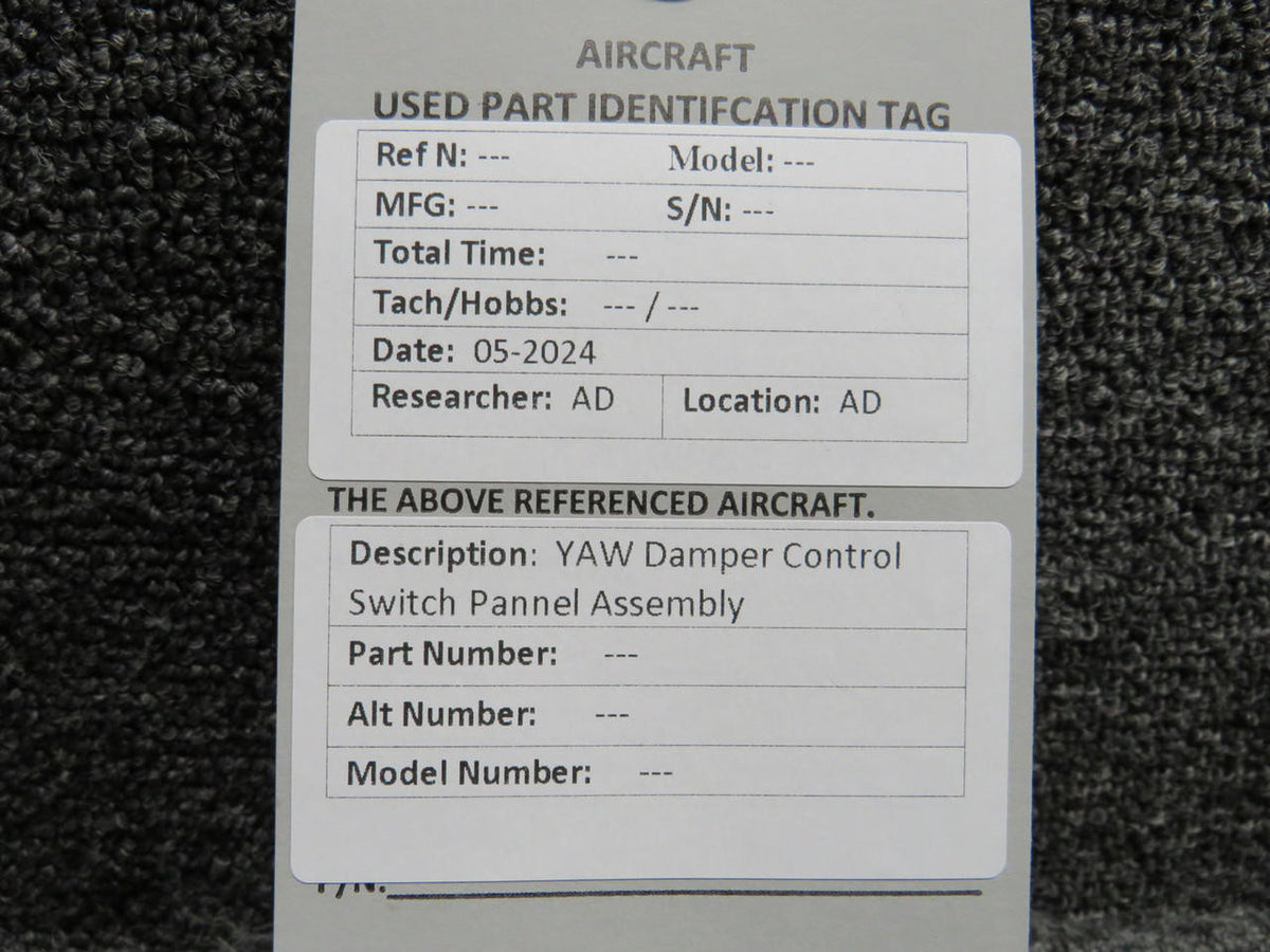 Does Not Apply YAW Damper Control Switch Pannel Assembly