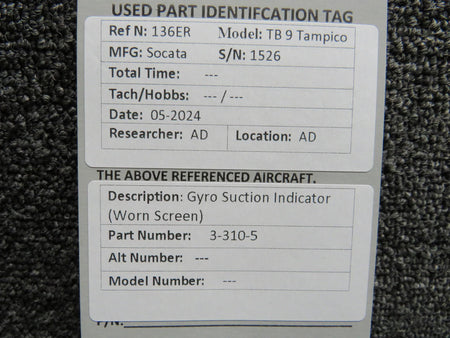 Does Not Apply 3-310-5 Gyro Suction Indicator (Worn Screen)