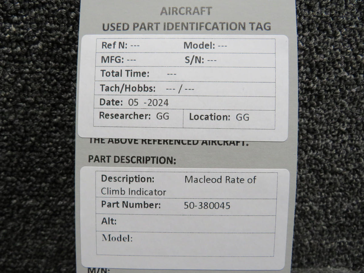 MacLeod 50-380045 Macleod Rate of Climb Indicator