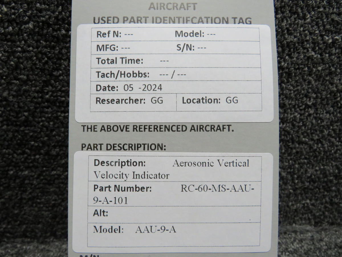 Aerosonic RC-60-MS-AAU-9-A-101 Aerosonic AAU-9-A Vertical Velocity Indicator