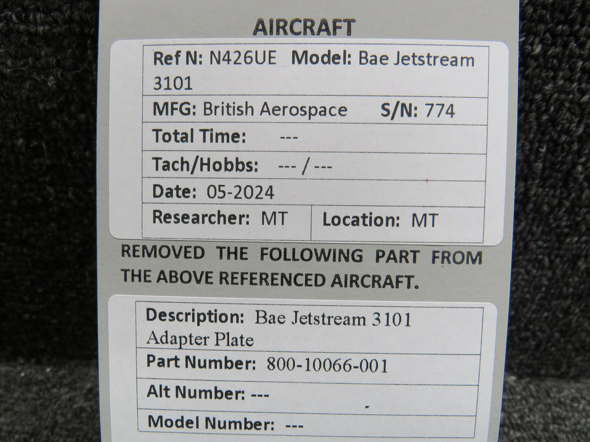 BAE 800-10066-001 Bae Jetstream 3101 Adapter Plate