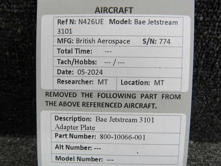 BAE 800-10066-001 Bae Jetstream 3101 Adapter Plate