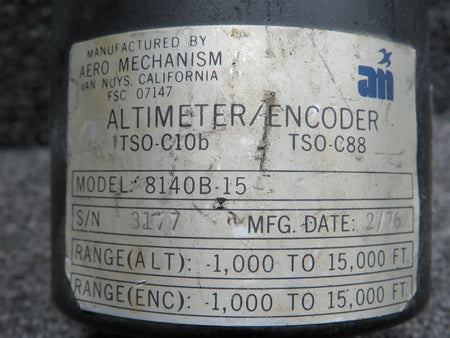Aero Mechanism 8140B-15 Aero Mechanism Altimeter Encoder (Discolored Face)