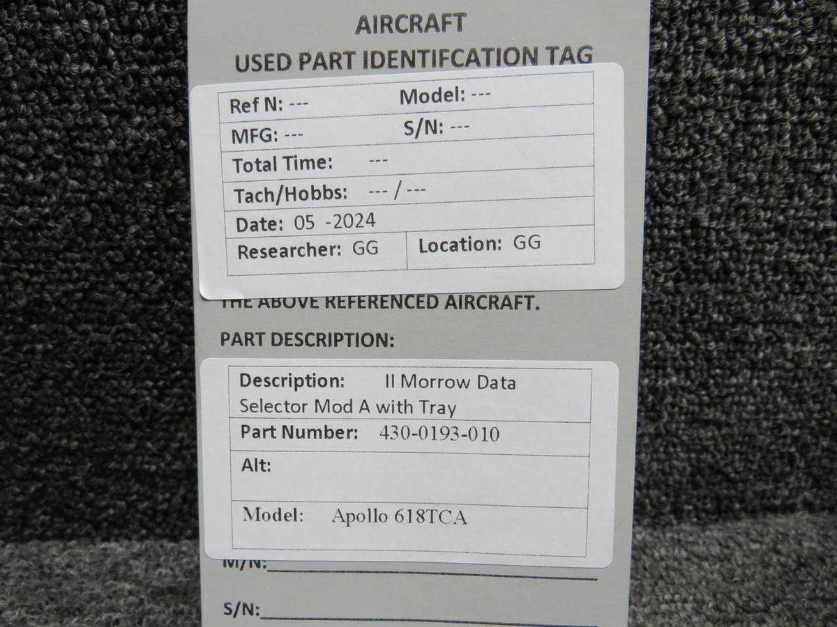 II Morrow  430-0193-010 II Morrow Apollo 618TCA Data Selector Mod A with Tray