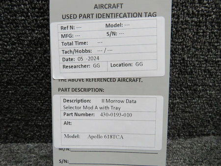 II Morrow  430-0193-010 II Morrow Apollo 618TCA Data Selector Mod A with Tray