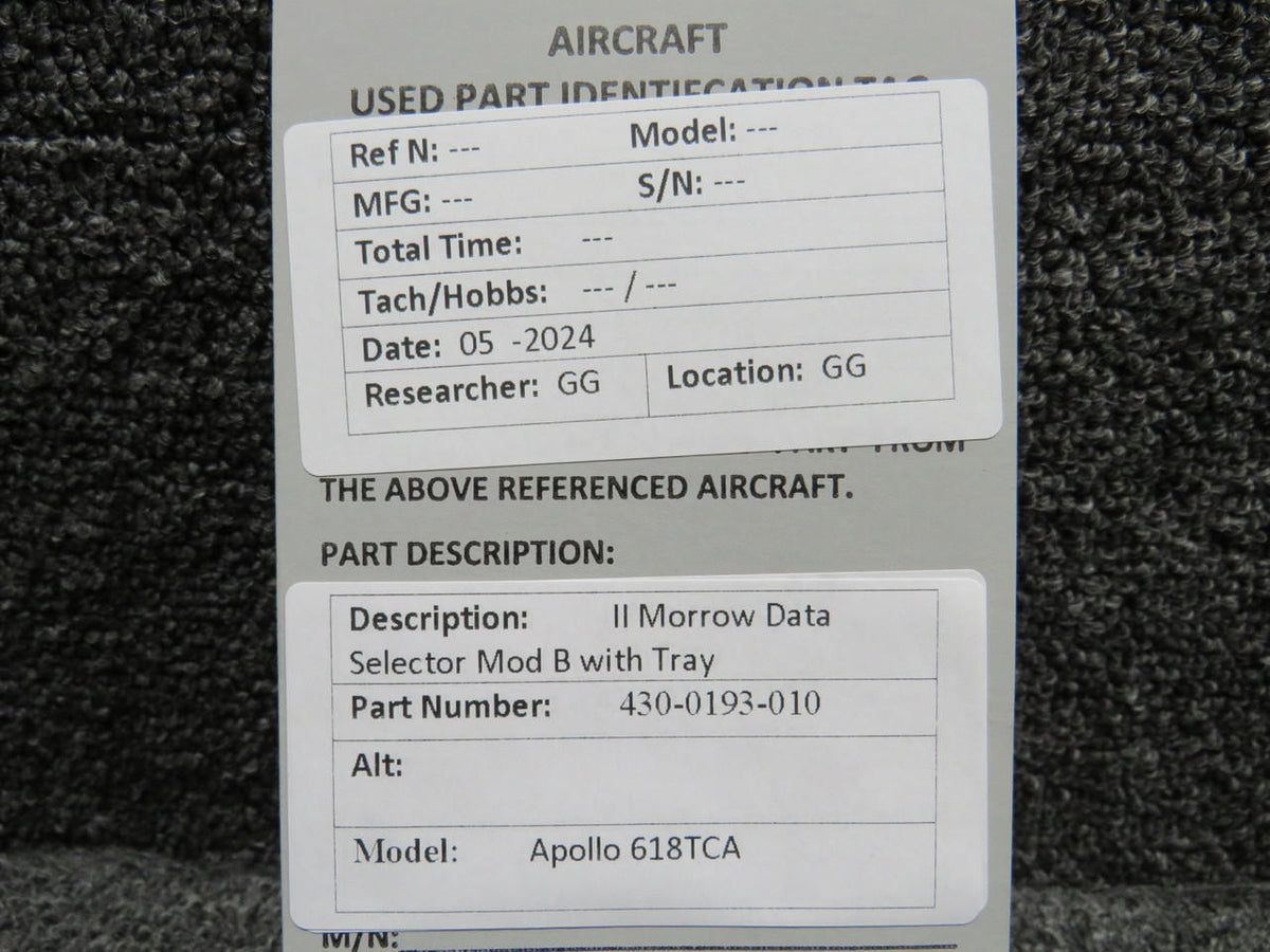 II Morrow  430-0193-010 II Morrow Apollo 618TCA Data Selector Mod B with Tray
