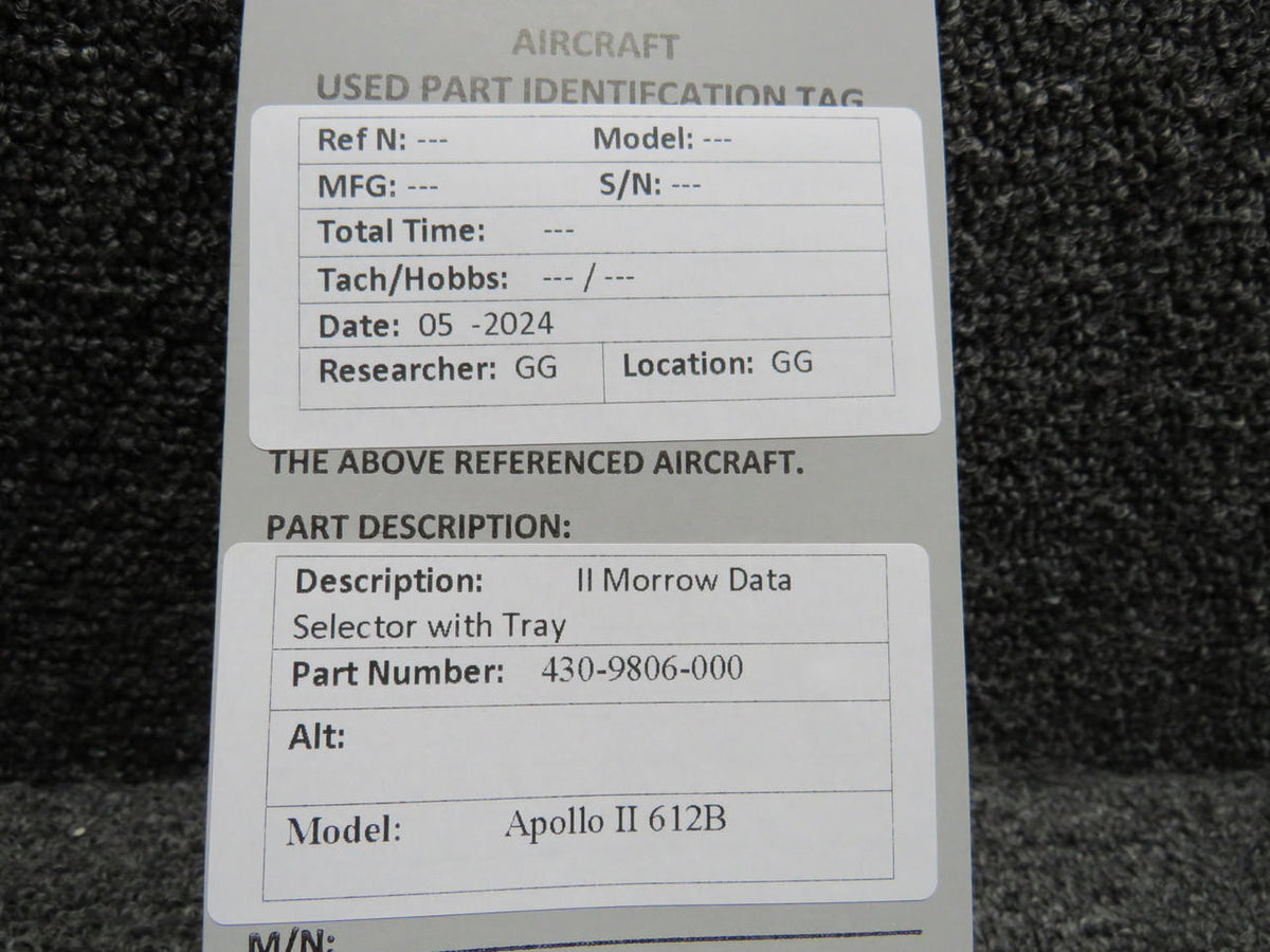II Morrow  430-9806-000 II Morrow Apollo II 612B Data Selector with Tray