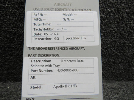 II Morrow  430-9806-000 II Morrow Apollo II 612B Data Selector with Tray