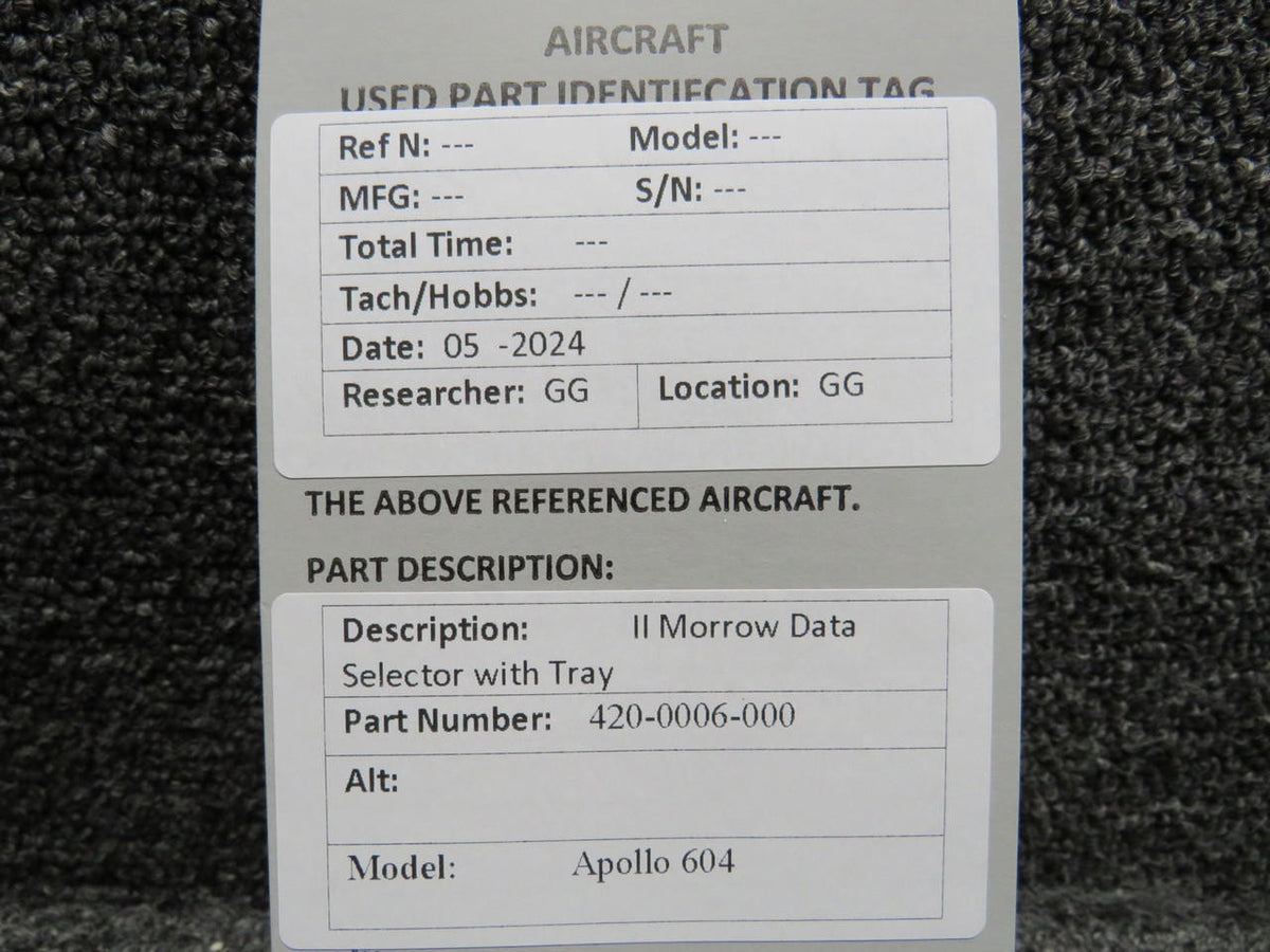 II Morrow  420-0006-000 II Morrow Apollo 604 Data Selector with Tray