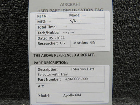 II Morrow  420-0006-000 II Morrow Apollo 604 Data Selector with Tray