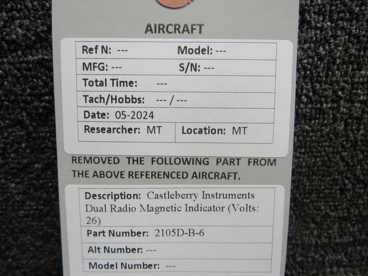 Castleberry 2105D-B-6 Castleberry Instruments Dual Radio Magnetic Indicator (Volts: 26)