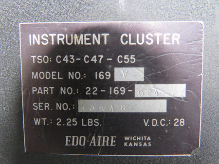 Edo-Aire 22-169-024-2 Edo-Aire 169V Instrument Cluster (Worn Face)
