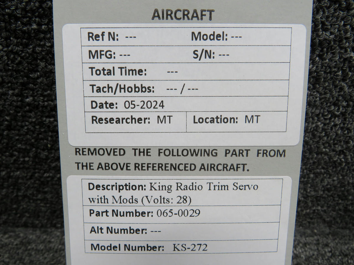 King Radio 065-0029 King Radio KS-272 Trim Servo with Modifications (Volts: 28)