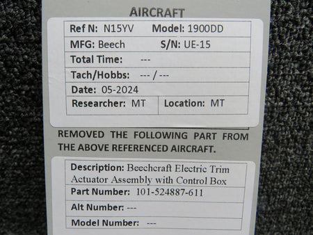 Beechcraft Parts 101-524887-611 Beechcraft Electric Trim Actuator Assembly with Control Box
