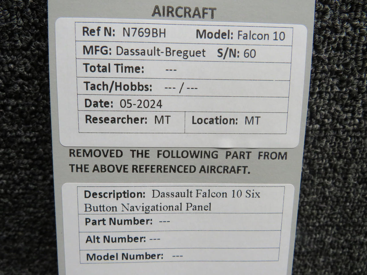Dassault Falcon 10 Six Button Navigational Panel