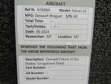 Dassault Falcon 10 Six Button Navigational Panel