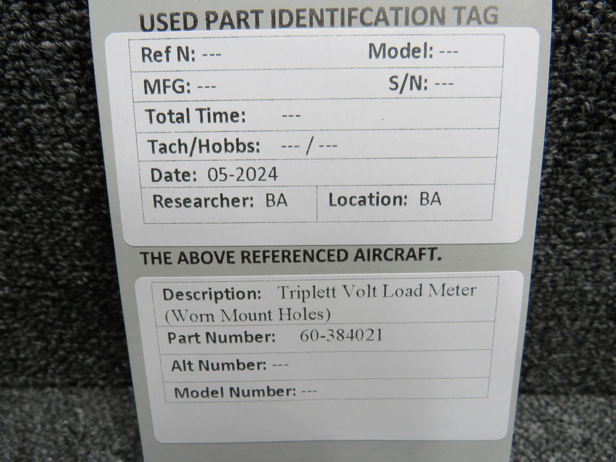 Triplett 60-384021 Triplett Volt Load Meter (Worn Mount Holes)