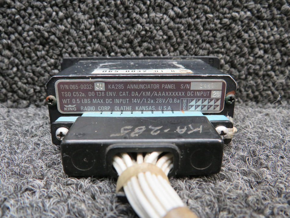 065-0032-01 King Radio KA-285 Annunciator Panel Assembly (Volts: 14-28)