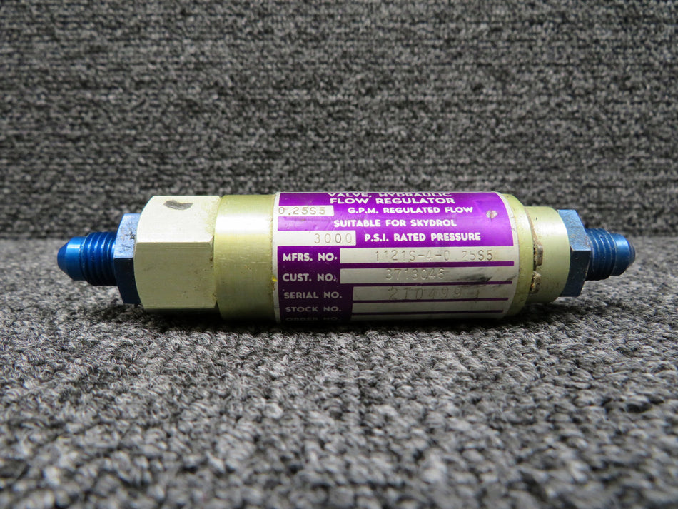 1121S-4-0-25S5 (Alt: 3713046) Waterman Hydraulics Flow Regulator Valve