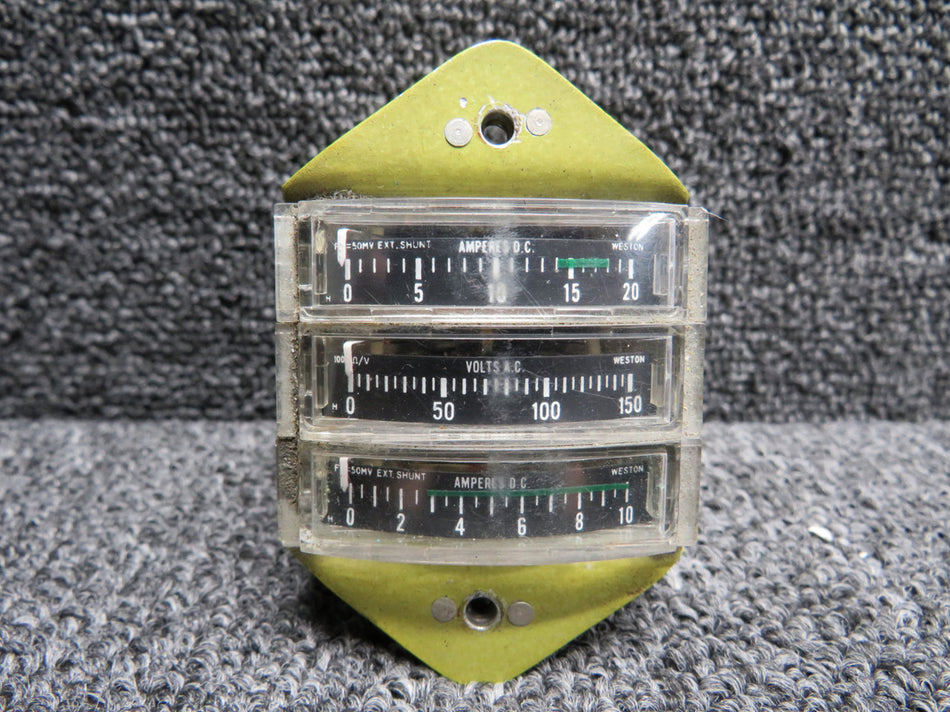 Weston Tri-Gauge Volts and Amps Indicator (No Data Plate)
