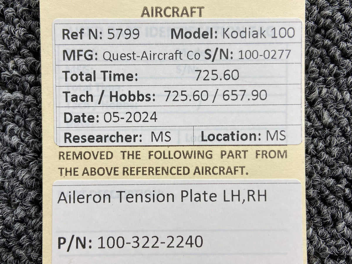 Kodiak 100-322-2240 Kodiak 100 Aileron Tension Plate LH, RH