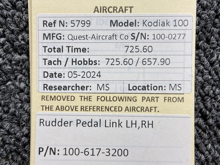 Kodiak 100-617-3200 Kodiak 100 Rudder Pedal Link LH, RH